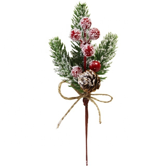 Artificial Christmas Spray snow branches Spray Snow red Berry Pine branches holly branches for holiday decorations