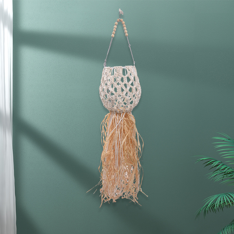 Macrame Plant Hanger Indoor Good Quality Hanging Planter Basket With Wood Beads Decorative Flower Pot Holder Or Indoor Outdoor