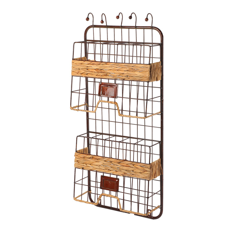 Home Organization Metal Wall Mounting Shelves Storage Stacking Racks And Shelf With Hooks