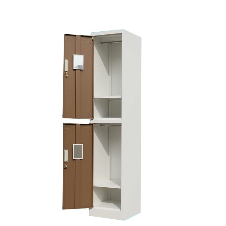 Office cabinet filing storage bedroom use 2 door gray steel locker multifunctional wardrobe closet