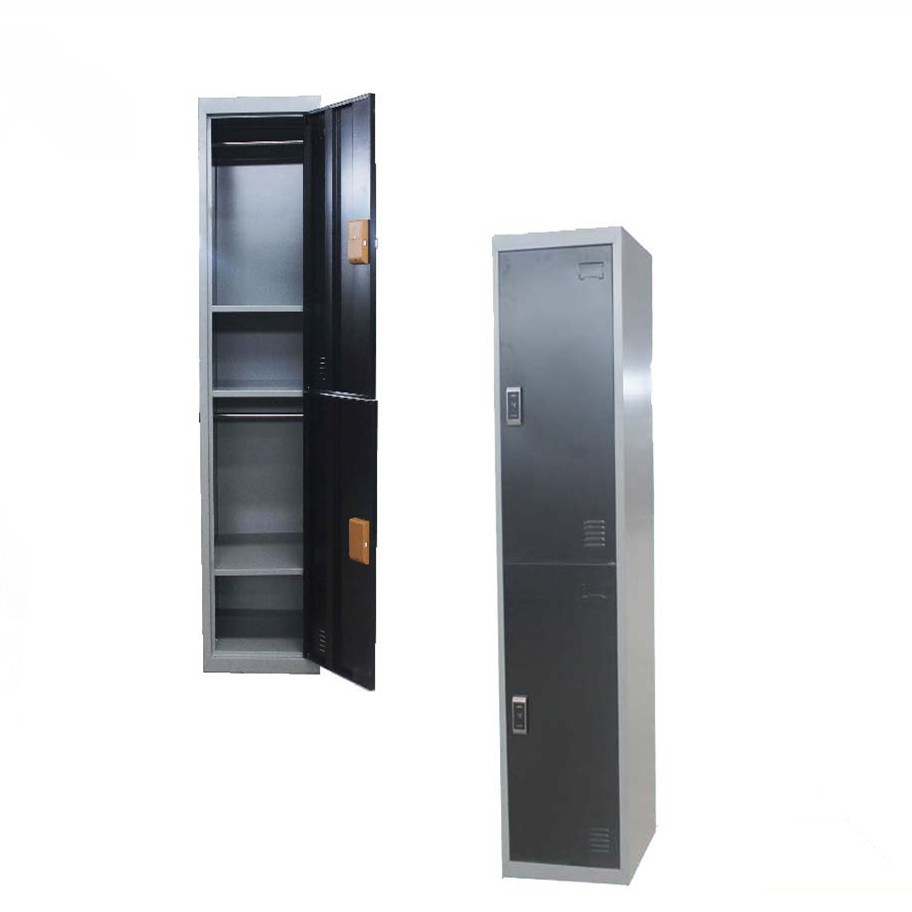 Office cabinet filing storage bedroom use 2 door gray steel locker multifunctional wardrobe closet