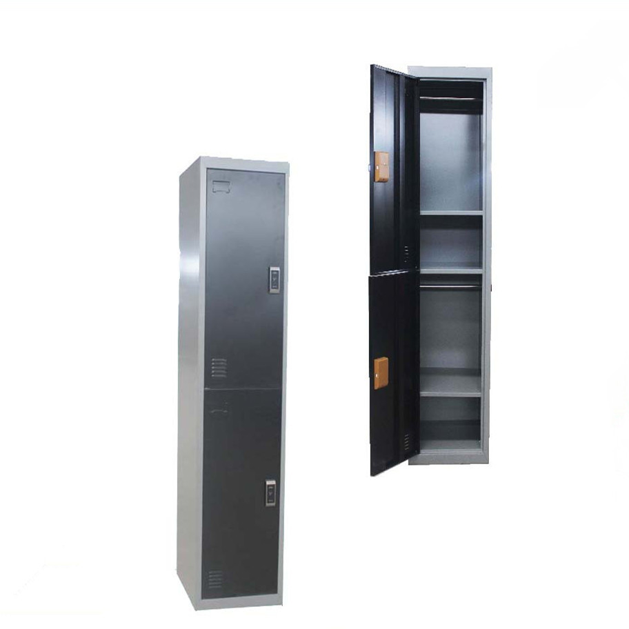 Office cabinet filing storage bedroom use 2 door gray steel locker multifunctional wardrobe closet