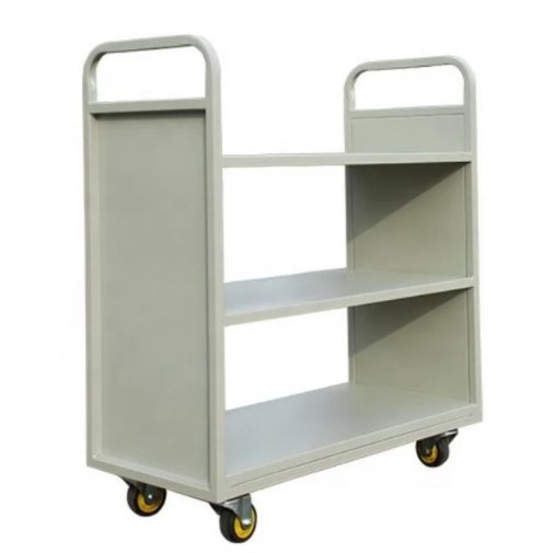 3 shelve easy assemble furniture library carts trolley for books double side book trolley mobile book trolley