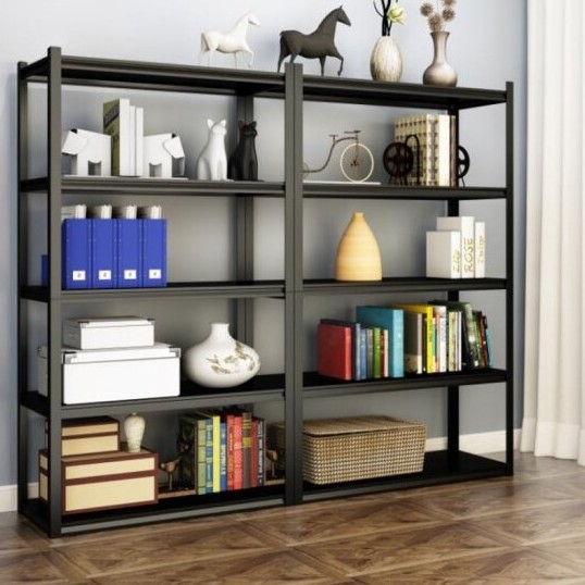 Heavy duty 5 tier rack black metal high density shelving shelf boltless metal shelf estante de metal negro