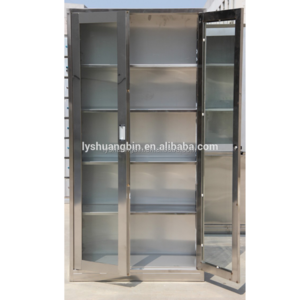 RTA Kitchen pantry Storage Glass stainless steel cabinet