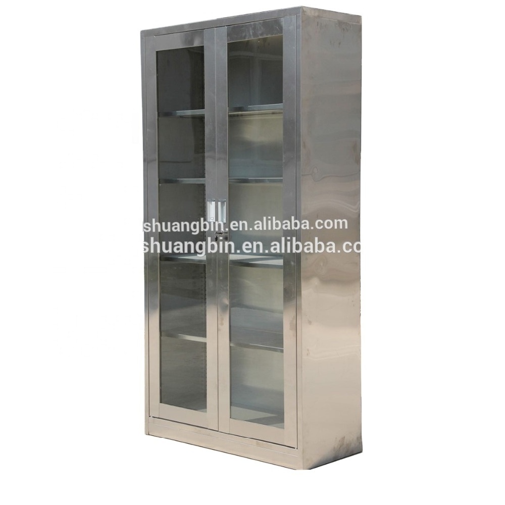 RTA Kitchen pantry Storage Glass stainless steel cabinet