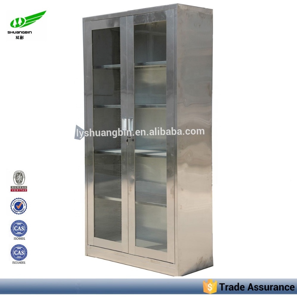 RTA Kitchen pantry Storage Glass stainless steel cabinet