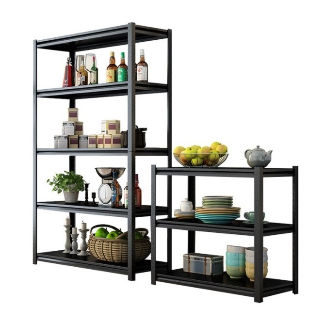 Heavy duty 5 tier rack black metal high density shelving shelf boltless metal shelf estante de metal negro