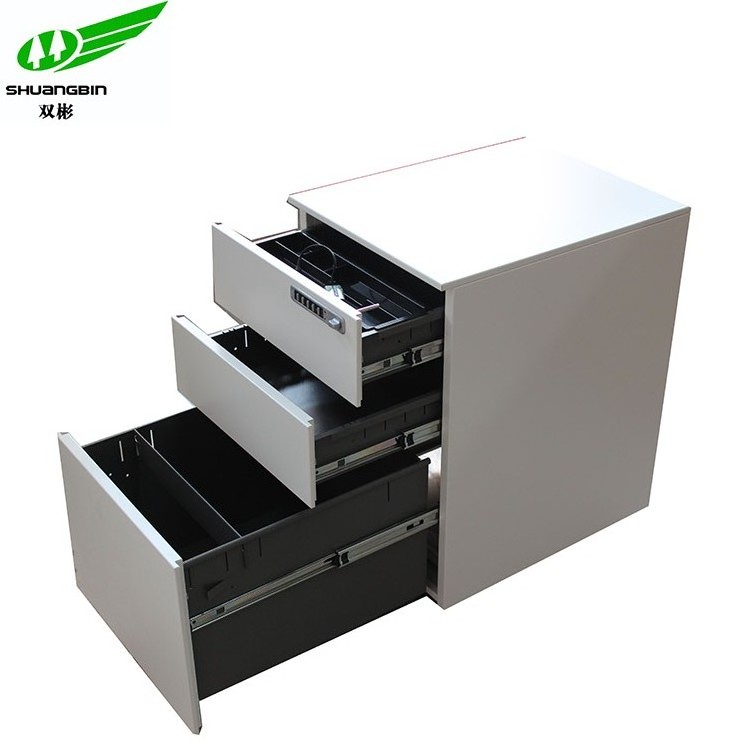 Wholesale cheap office file cabinet Metal white 3 drawer mobile pedestal  cabinet with digital lock