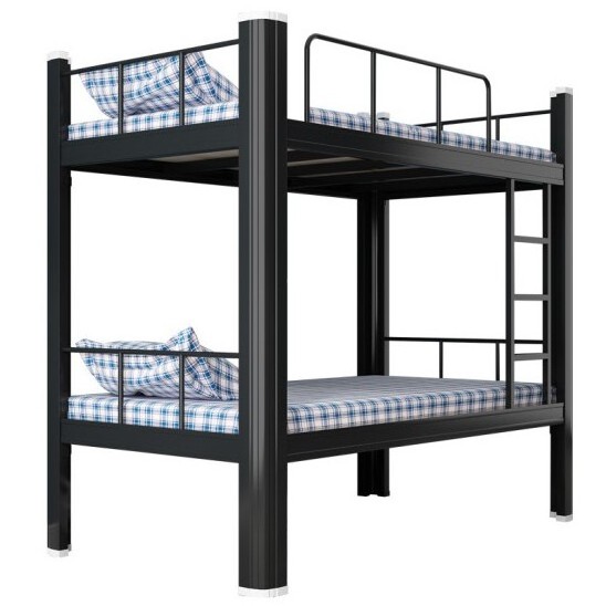 Iron heavy duty metal raw material double steel beds metallic bank bed double bed with storage duplex lectum cum repono