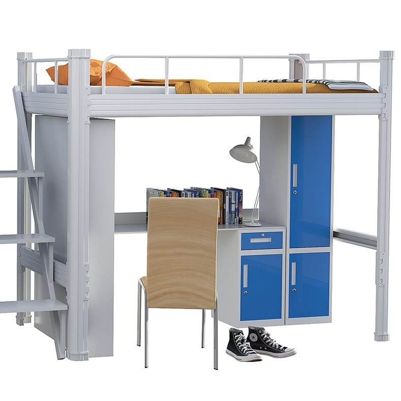 Metal double bunk bed gray color steel steel bunk beds with study table steel bunk bed