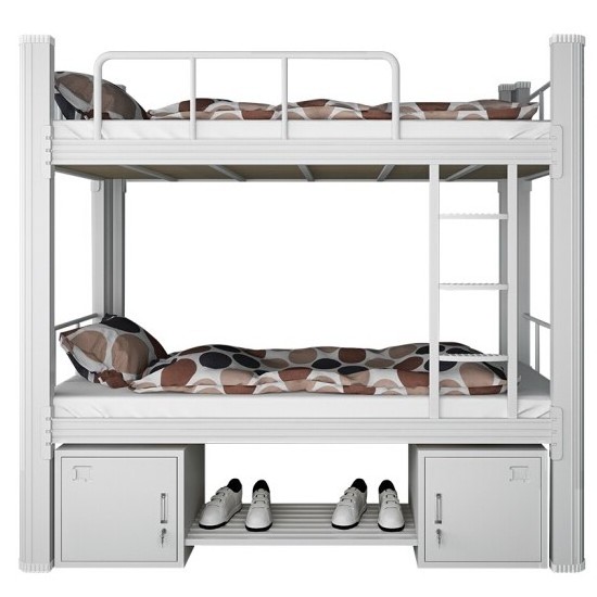 Iron heavy duty metal raw material double steel beds metallic bank bed double bed with storage duplex lectum cum repono