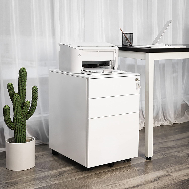 Steel 3-drawer mobile cabinet metal mobile small steel filing cabinet steel 3-drawer mobile cabinet white color