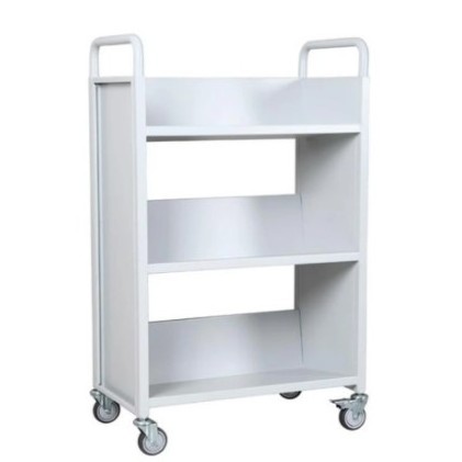 3 shelve easy assemble furniture library carts trolley for books double side book trolley mobile book trolley