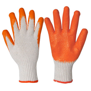 orange rubber coated working safety gloves,palm coating, smooth finish