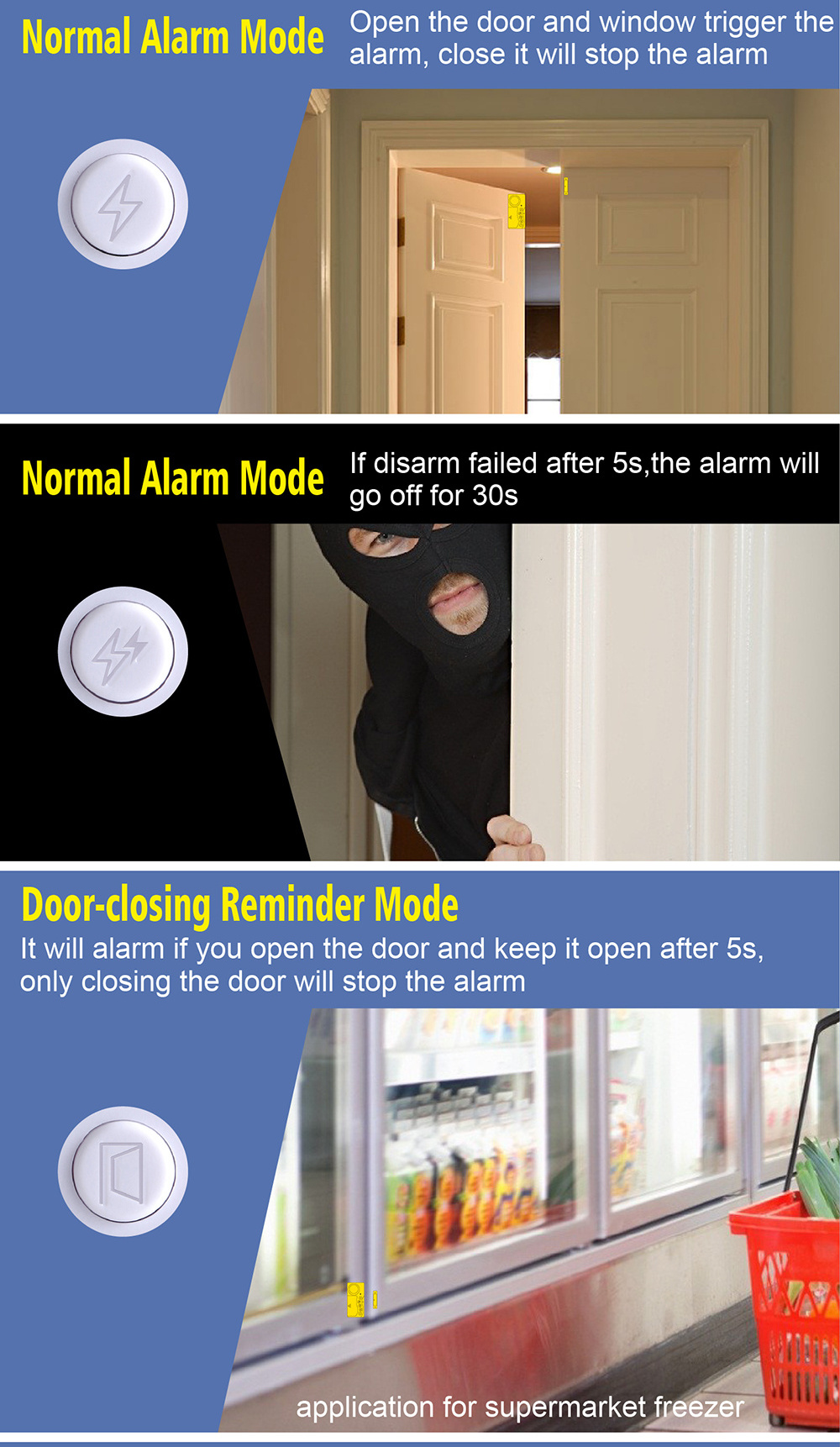 108dB Time-delayed Door Reminder Magnetic Sensor Personal Door and Window Anti-thief Securirty Alarm Burglar Alarm system