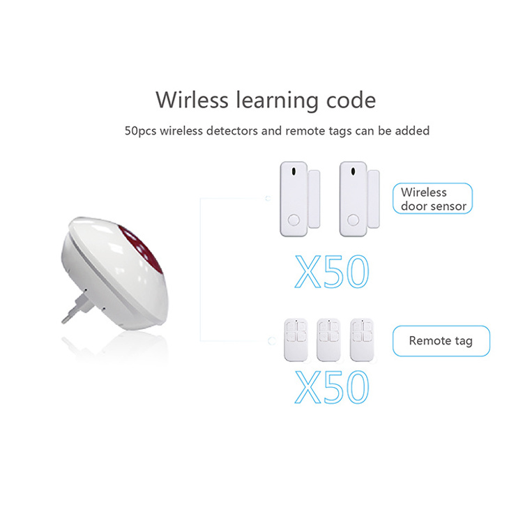 Mini 433MHz wireless waterproof alarm 110dB high DB loudness sound and flashing LED light home burglar alarm