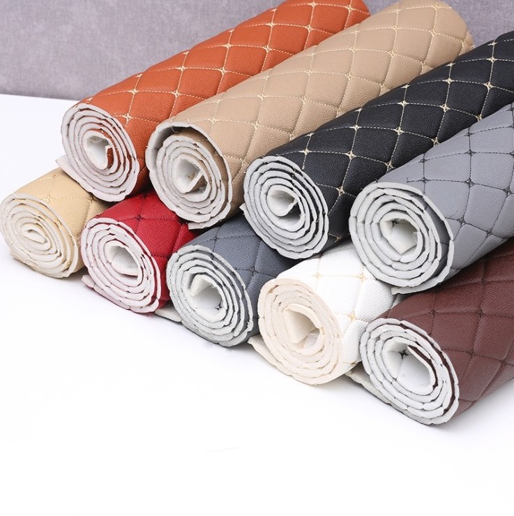 Embroidery Quilted Pvc Leather XPE Car Mat Materials in Roll Customized 5D EVA Car Carpet Materials Roll Seat Cover Materials