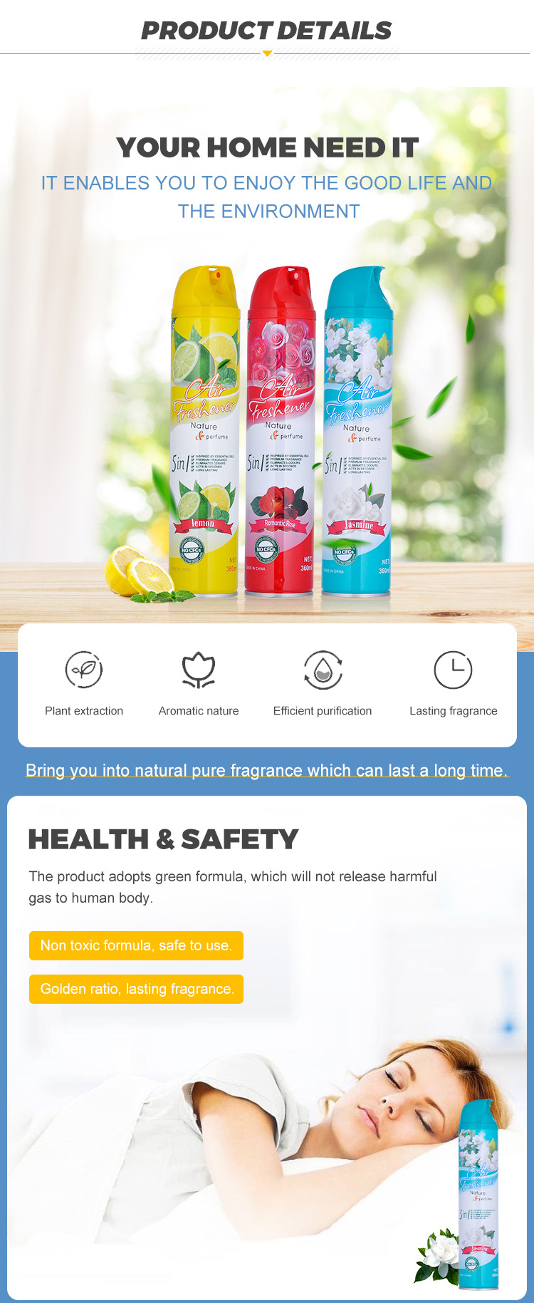 Air Freshener Aerosol Spray 360Ml Deodorant Long Lasting Fragrance Air Freshener Refill And Aerosol Refill Air Freshener Can