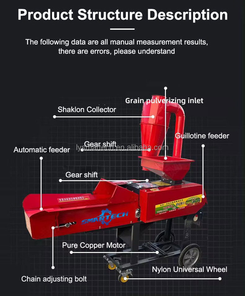 Agriculture Grass Crusher Chaff Straw Hay Cutter Corn Grain Grinding Crushing Milling Machinery For Animal Feed