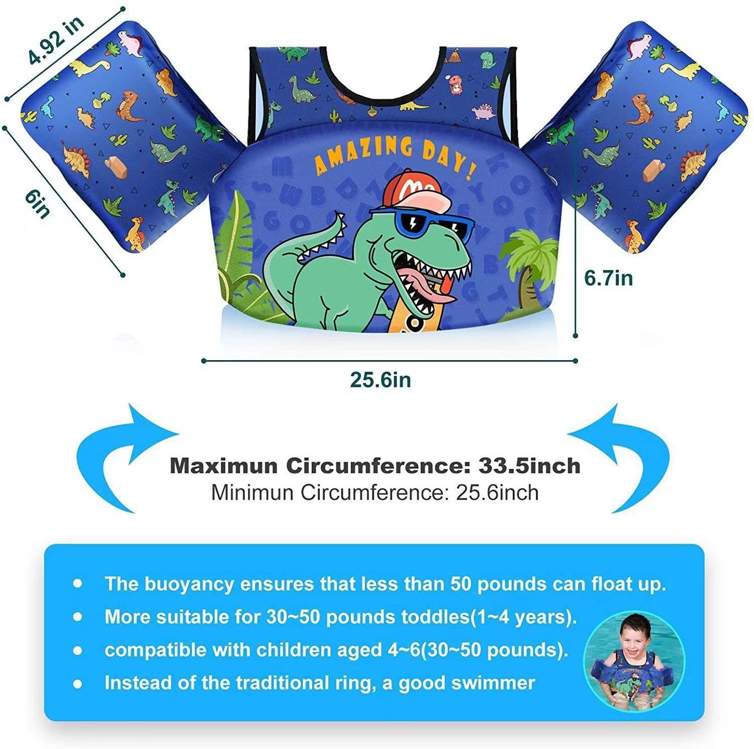 Buoyancy vest for swimming AIDS learning swimsuit Safety training equipment Children's floating ring sleeve buoyancy clothing