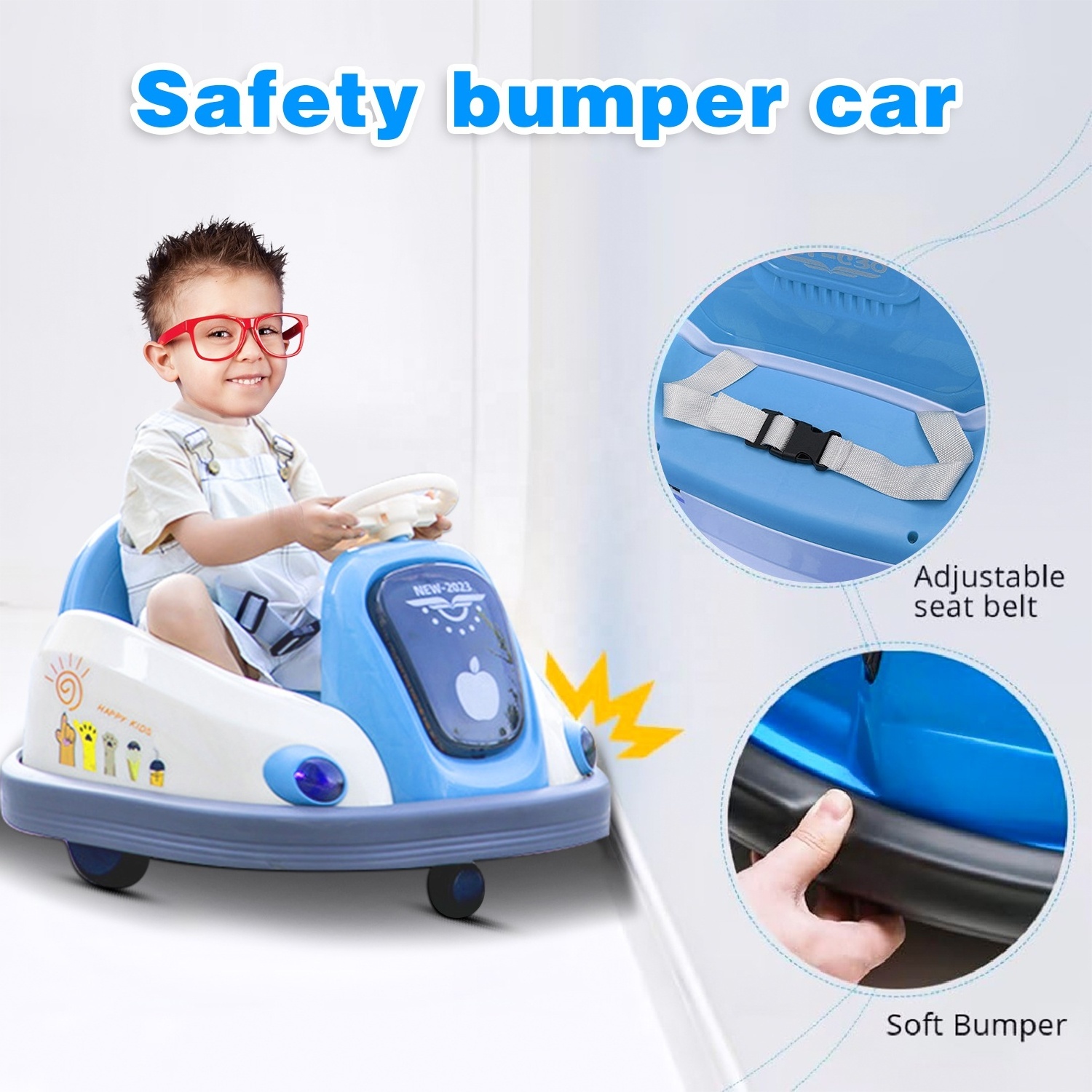 2023 New Smart Bluetooth Music Light Kids electric Bumper car & indoor and outdoor Electric kids Ride On Car 360 Spin Bumper Car