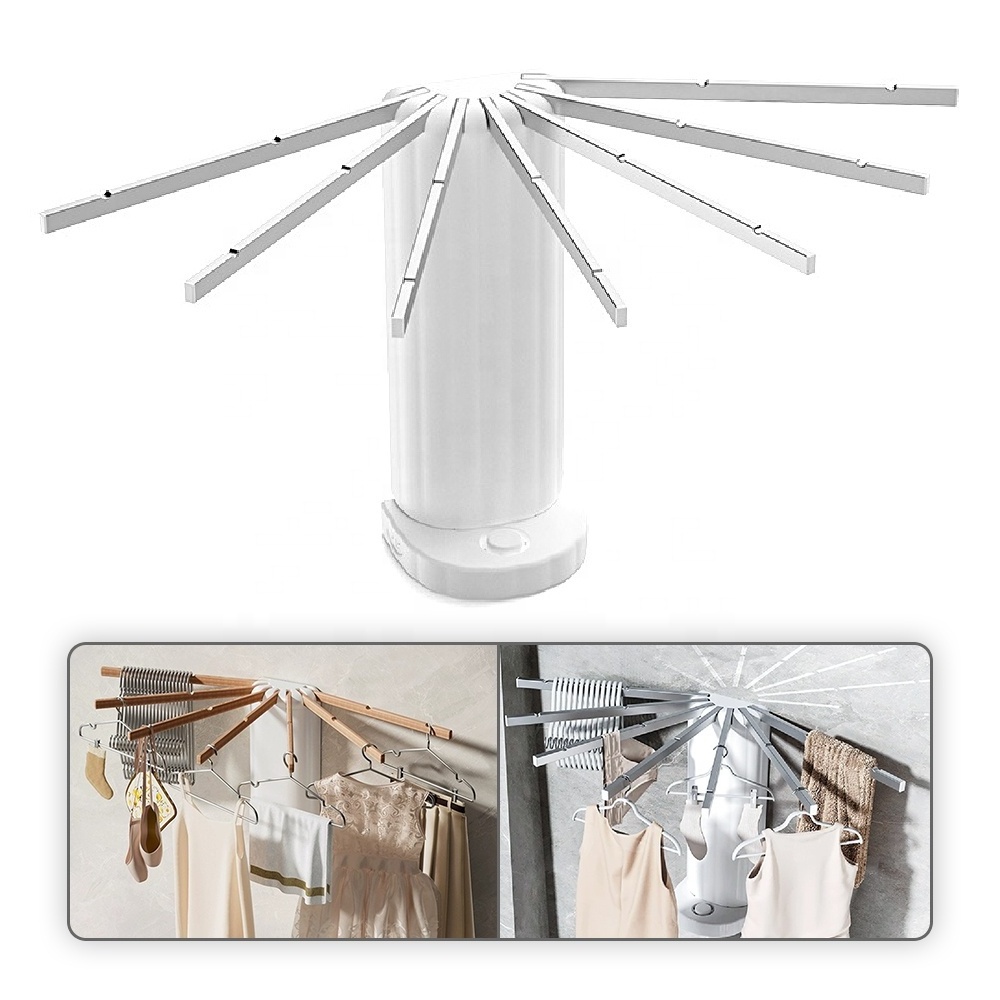 2023 portable foldable storage for home wall mounted Octopus Clothes Drying rack Retractable Folding Wooden Laundry Hanger Dryer