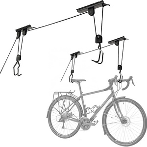 Bike Hanger - Overhead Hoists Pulley System with 100lb Capacity for Bicycles or Ladders - Secure Garage Ceiling Storage