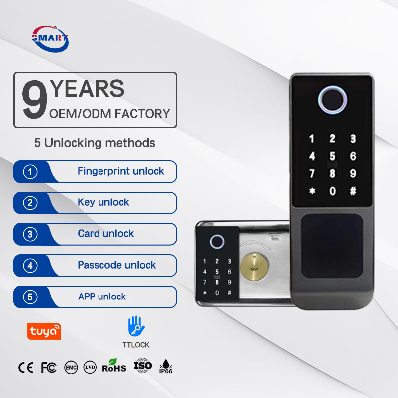 Waterproof Outdoor Mechanical Keyless Gate Lock Double-Sided Fingerprint App Remote Control Smart Door Lock