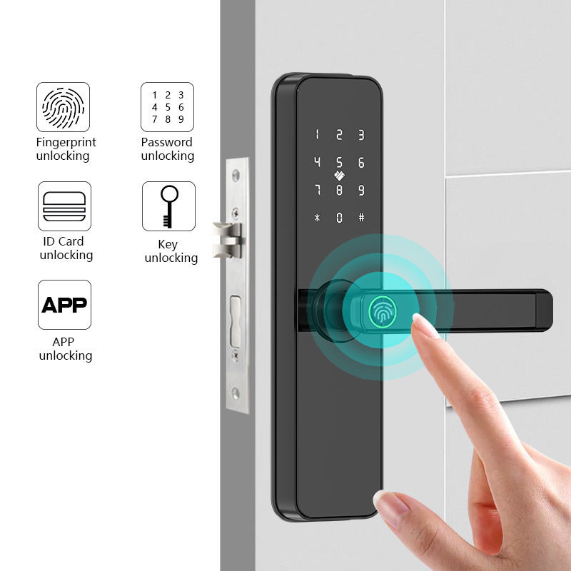 Multifunctional Intelligent Door Lock Smart Fingerprint Temporary Password Card Smart Door Lock With App