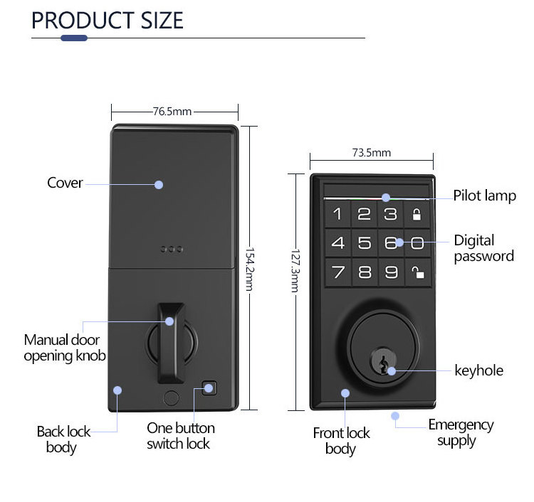 Waterproof Invisible Smart Lock Door With Tuya App Wifi BLE Hotel Apartment Password Door Lock