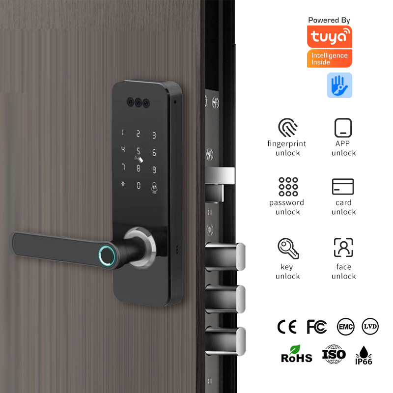 New design Tuya smart locks for front door wi-fi bluetooth hotel lock system smart gate lock with camera