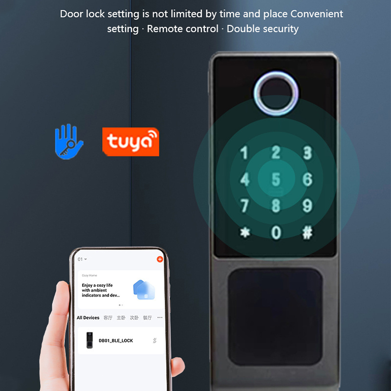 Waterproof Tuya Metal Outdoor Gate Fingerprint Biometric gate Smart door Lock with APP Control