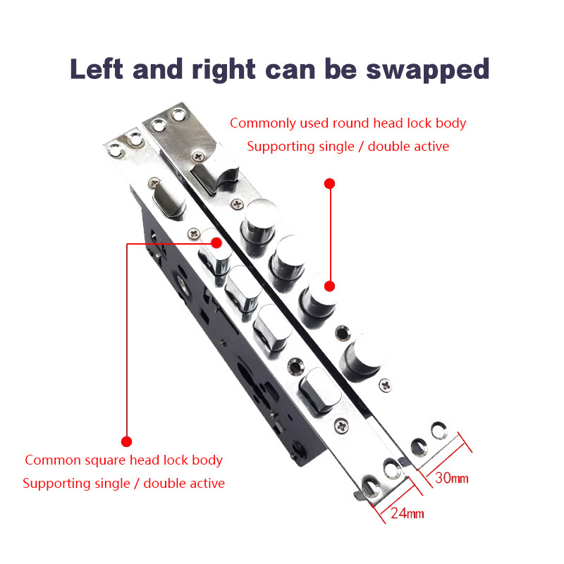 Security 6068 Mortise Door Lock Body Stainless Steel Key Magnetic Lock Latch