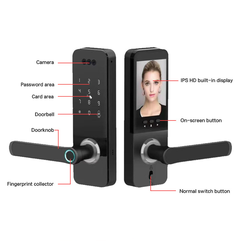 wholesale Electronic Cat Eye wifi Tuya App Peephole Door Lock Fingerprint Camera code Smart Door Lock