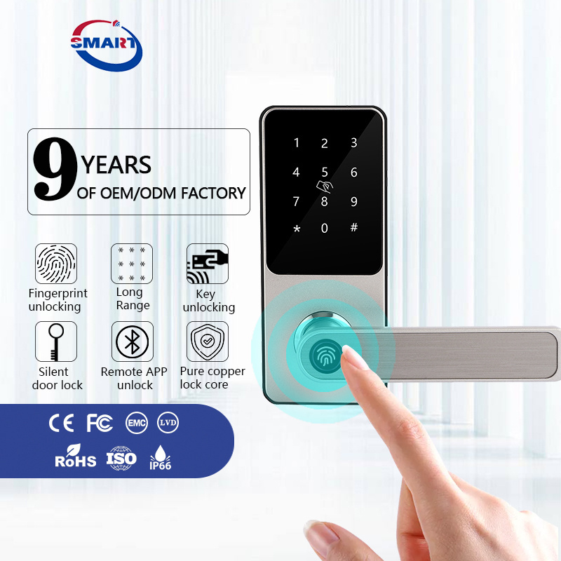 New Arrival Fingerprint Keyless Handle For Front Door Electronic Smart Lock Tuya