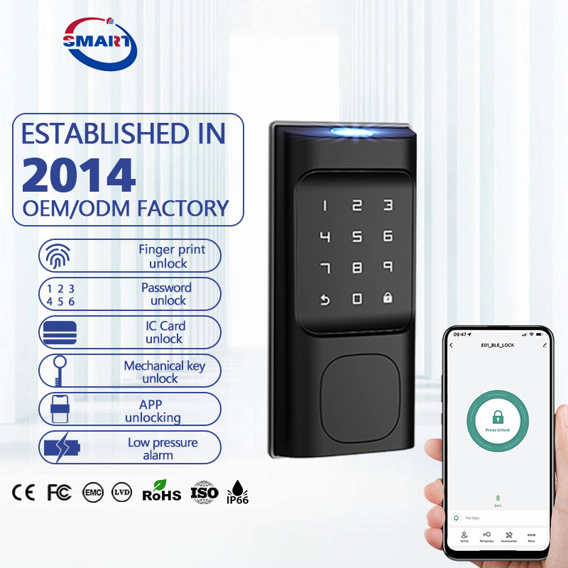 Tuya lock Price Digital Outside Anti-theft Smart Wooden Front Usa Door Lock For Bedroom With Fingerprint