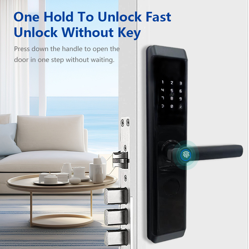 Aluminum Waterproof Electronic Digital Door Handle Lock Tuya WIFI remote control Fingerprint Cerradura Inteligente