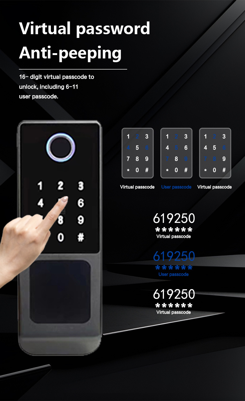 Waterproof Outdoor Mechanical Keyless Gate Lock Double-Sided Fingerprint App Remote Control Smart Door Lock