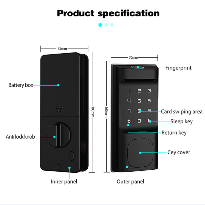 Tuya lock Price Digital Outside Anti-theft Smart Wooden Front Usa Door Lock For Bedroom With Fingerprint