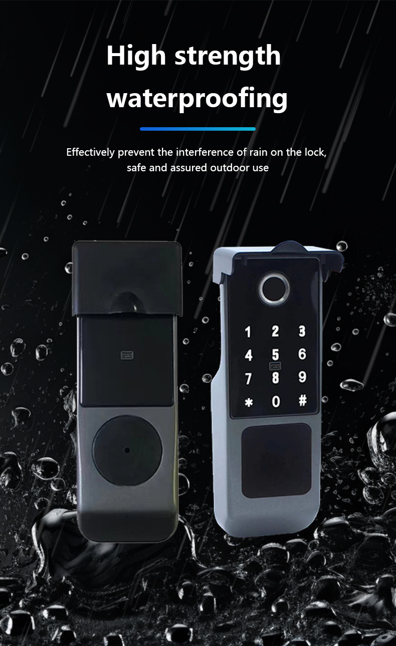 Waterproof Outdoor Mechanical Keyless Gate Lock Double-Sided Fingerprint App Remote Control Smart Door Lock