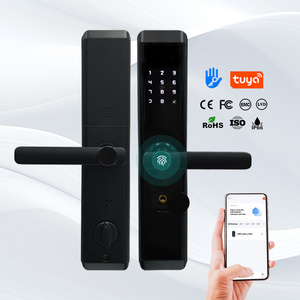 Aluminum Waterproof Electronic Digital Door Handle Lock Tuya WIFI remote control Fingerprint Cerradura Inteligente