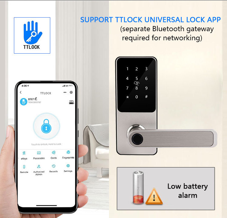 New Arrival Fingerprint Keyless Handle For Front Door Electronic Smart Lock Tuya