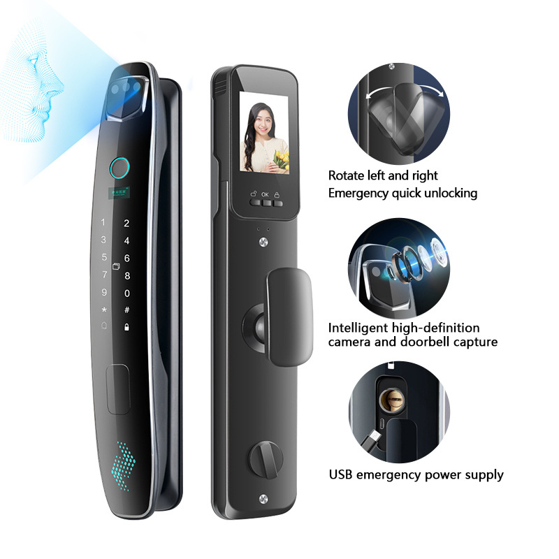 High Quality Outdoor Smart Door Lock Electronic Face Smart Door Lock With Camera Fingerprint Door Bell