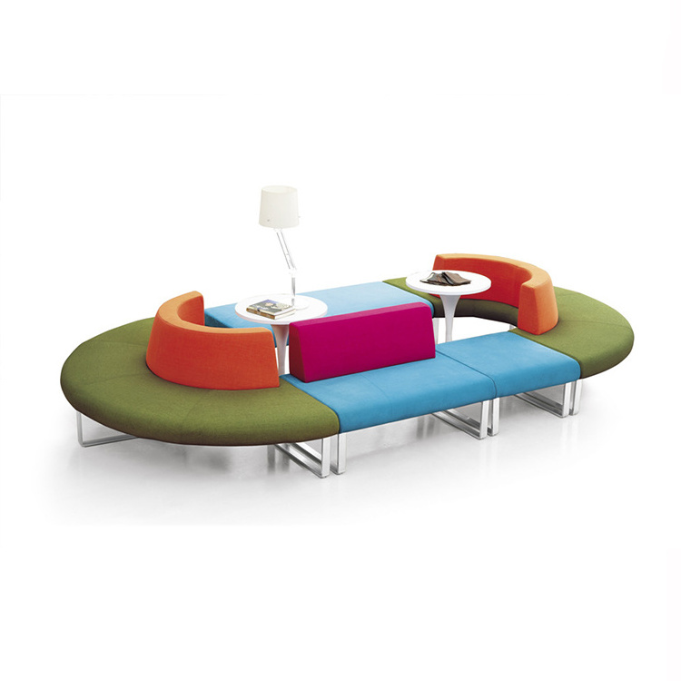 bank hospital school office furniture waiting public area oval shaped fabric lounge sofa