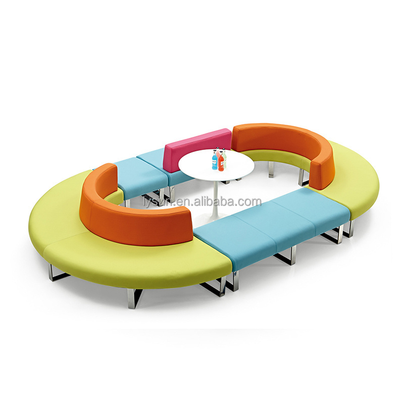 bank hospital school office furniture waiting public area oval shaped fabric lounge sofa