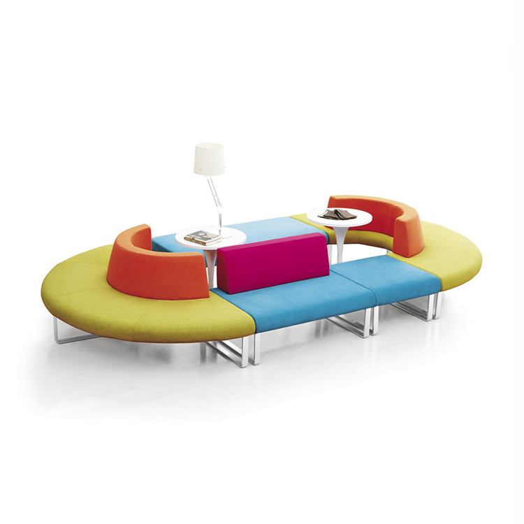 bank hospital school office furniture waiting public area oval shaped fabric lounge sofa