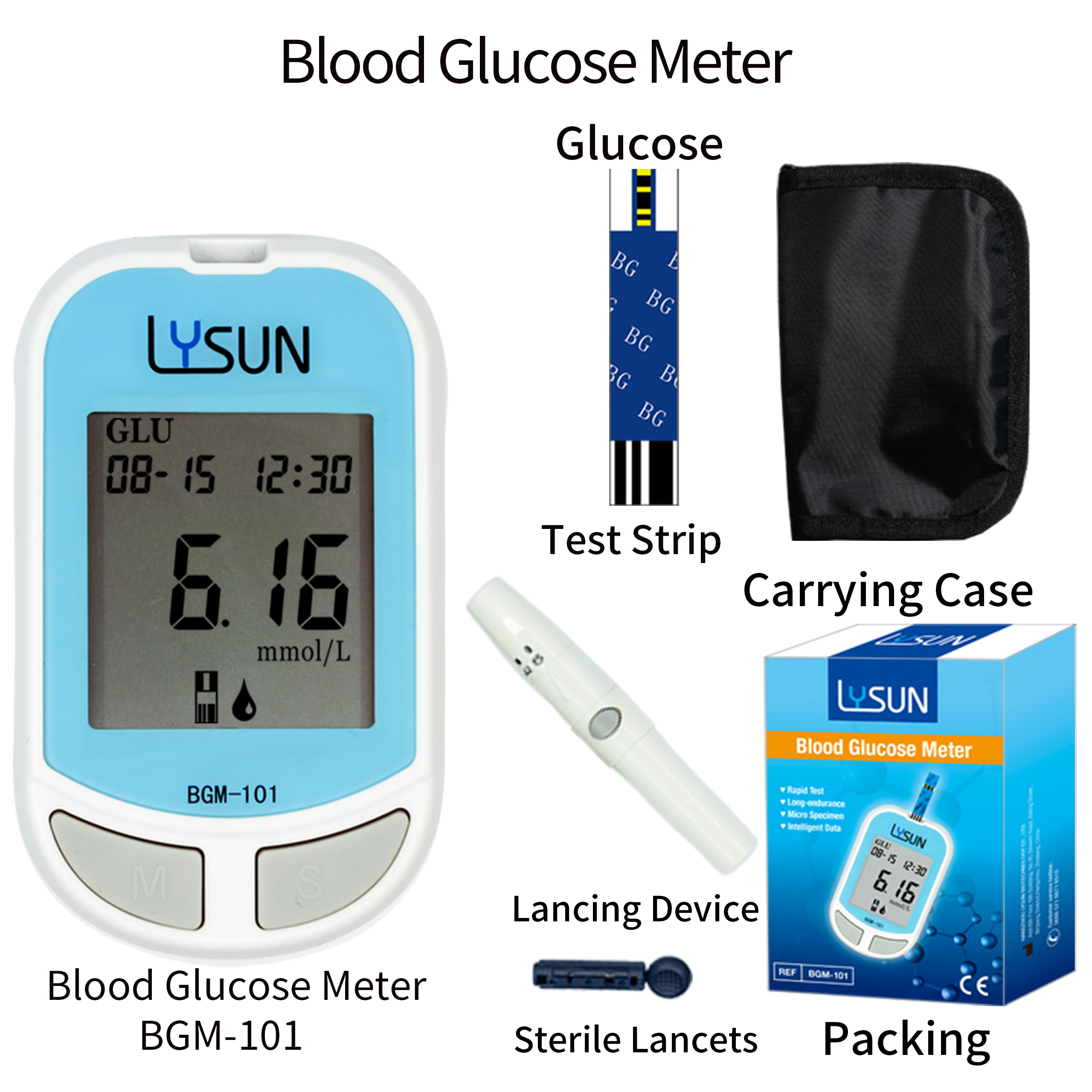 Diabetes Diabetic Blood Sugar Detection Blood Glucose Meter Glucometer with 50pcs Test Strip Kits