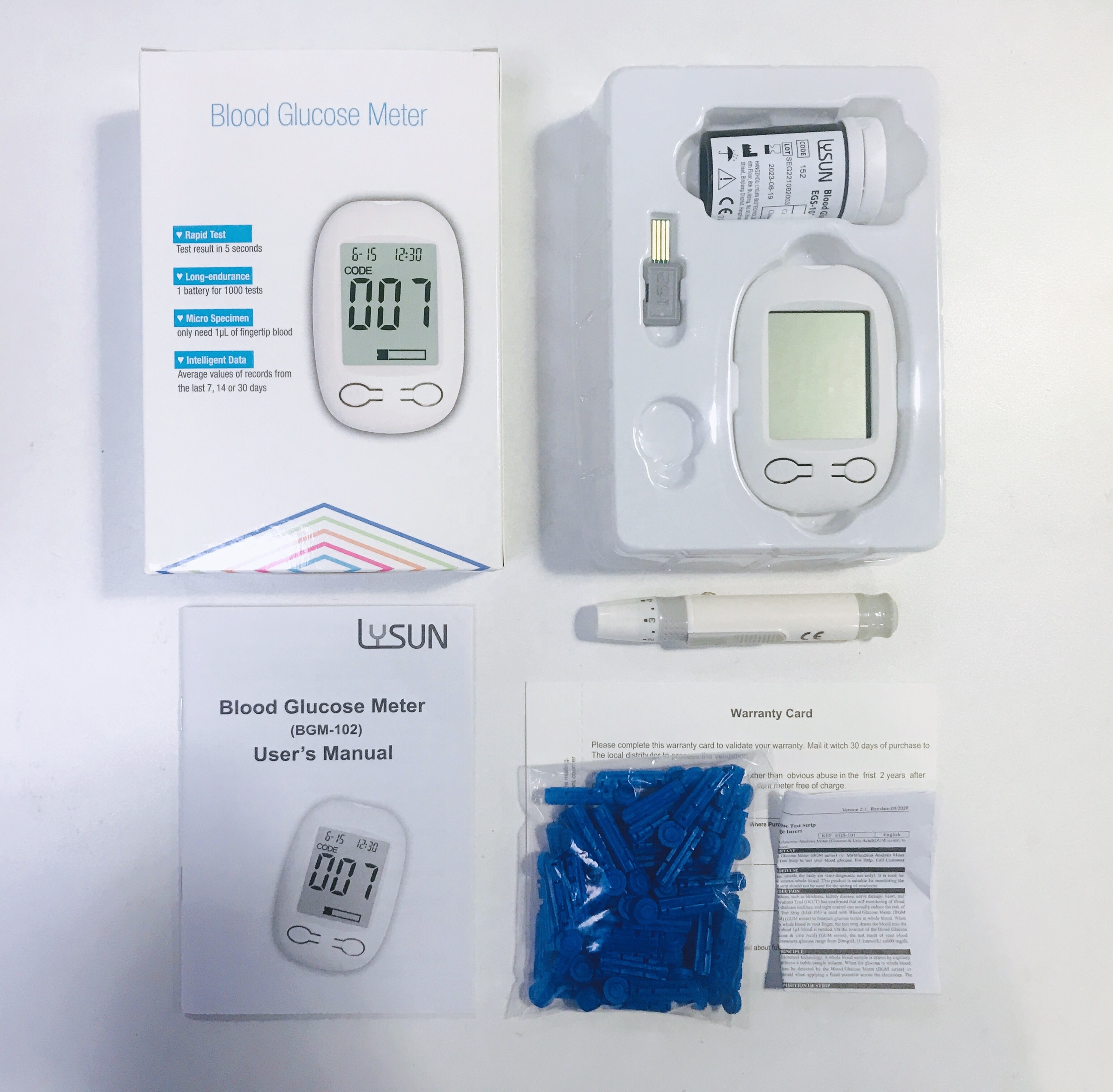 OEM Customizable Glucometer Handheld Electronic Home Use Blood Glucose Meter with 50 Strips + Lancets + Pen