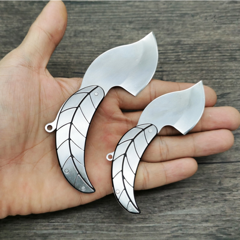 Portable Stainless Steel Blade Folding Pocket Knife Leaf Shape Mini Knife Creative Gift Knife